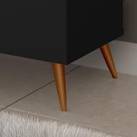 Aparador Buffet Encanto 3 Portas Retrô Com Pés De Madeira Preto - Nature - 4