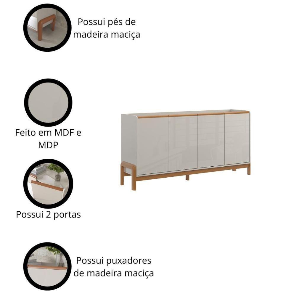 Aparador Buffet Para Sala Elegance 4 Portas Lukaliam Móveis Off White New-jequitiba Off White New-jequitiba - 5