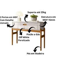 Aparador Retrô Intense Com Pés De Madeira Freijó Com Off White Perolizado - Movelove - 3