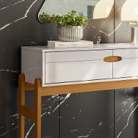 Aparador Retrô Intense Com Pés De Madeira Freijó Com Off White Perolizado - Movelove - 5