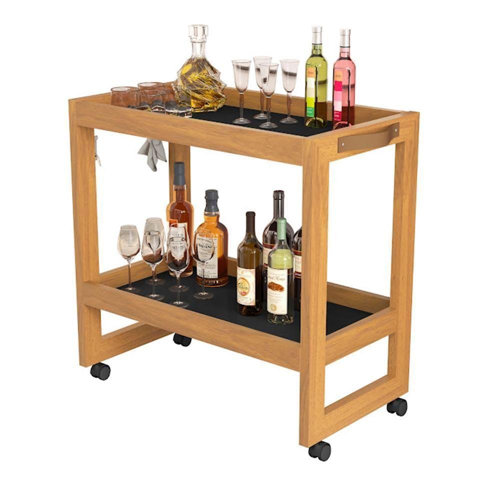 Carrinho Multiuso Aparador Barzinho Orfeu Com Rodizios Preto - 1