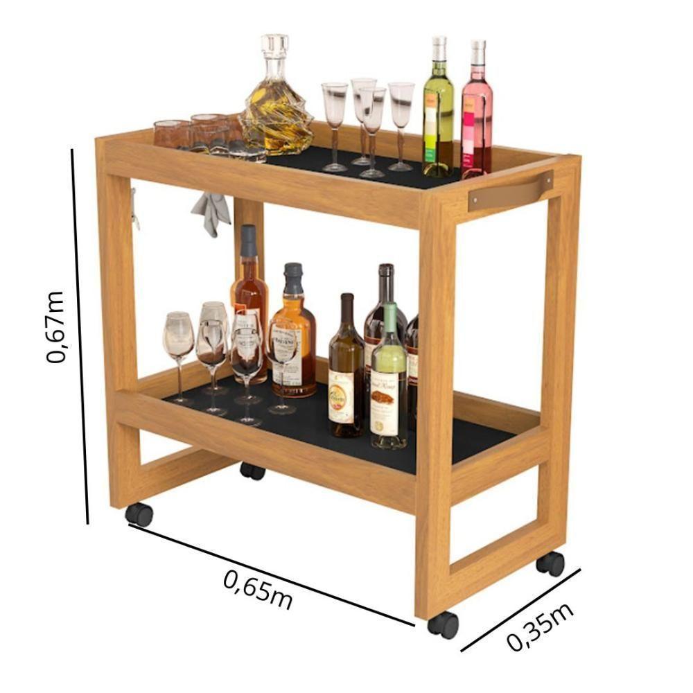 Carrinho Multiuso Aparador Barzinho Orfeu Com Rodizios Preto - 6