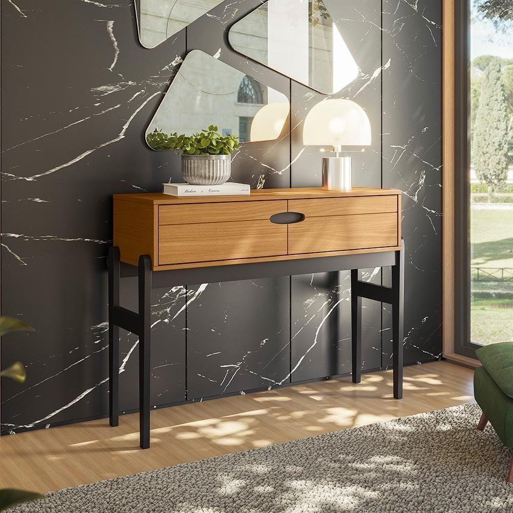 Aparador Retrô Intense Com Pés De Madeira Freijó Com Preto - Movelove - 2