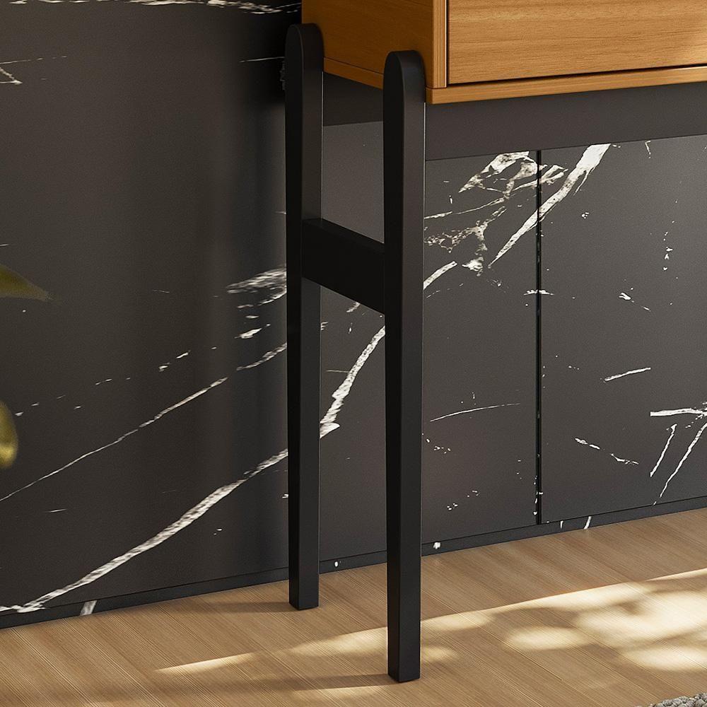 Aparador Retrô Intense Com Pés De Madeira Freijó Com Preto - Movelove - 6