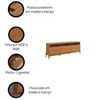 Rack Para Tv Até 70 Polegadas 1 Porta E 2 Gavetas Elegance 1,83m Lukaliam Móveis Jequitiba Jequitiba