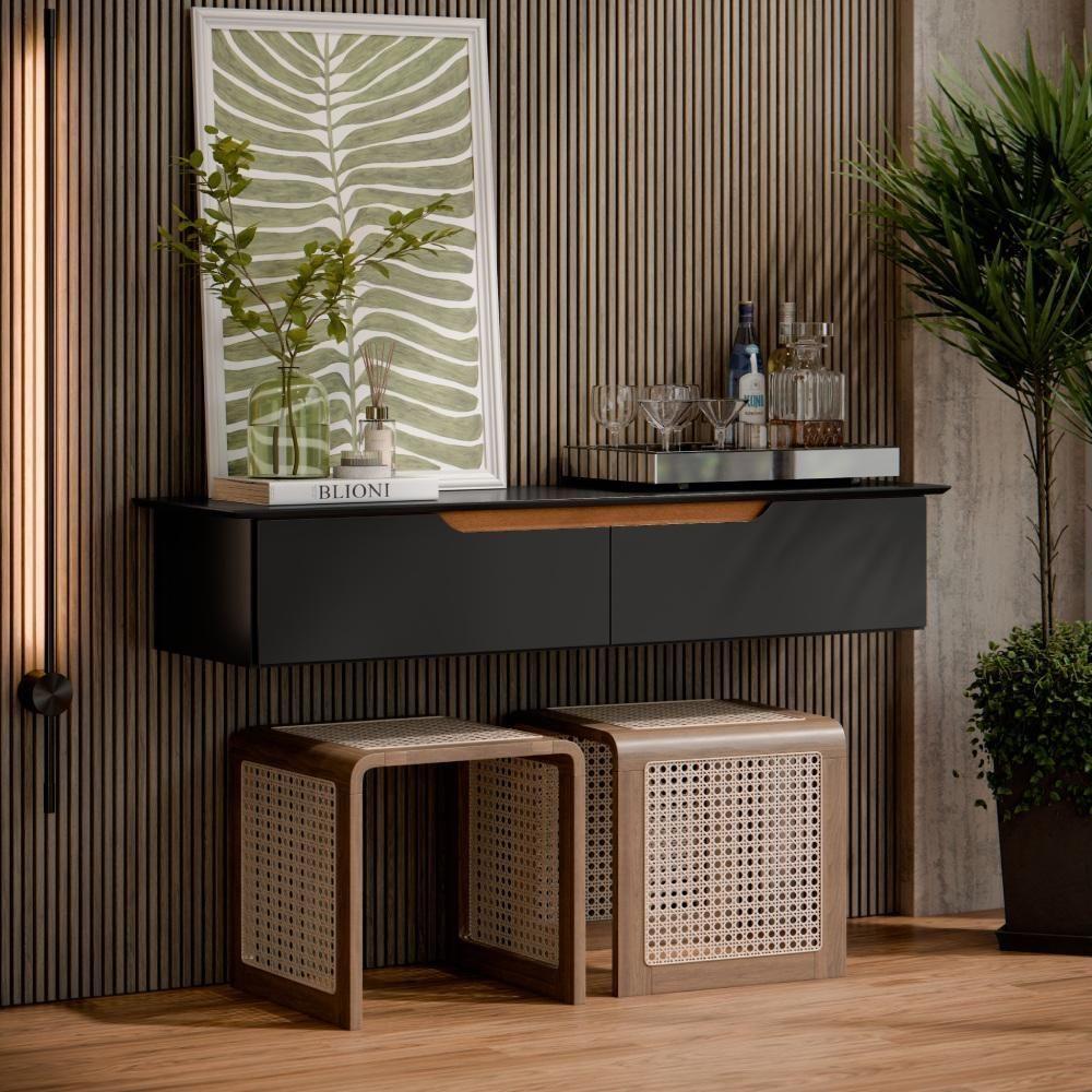 Aparador Rack Suspenso Eros Flow - 2 Portas Com Acabamento Chanfrado Em Mdp - Ej Móveis - 1