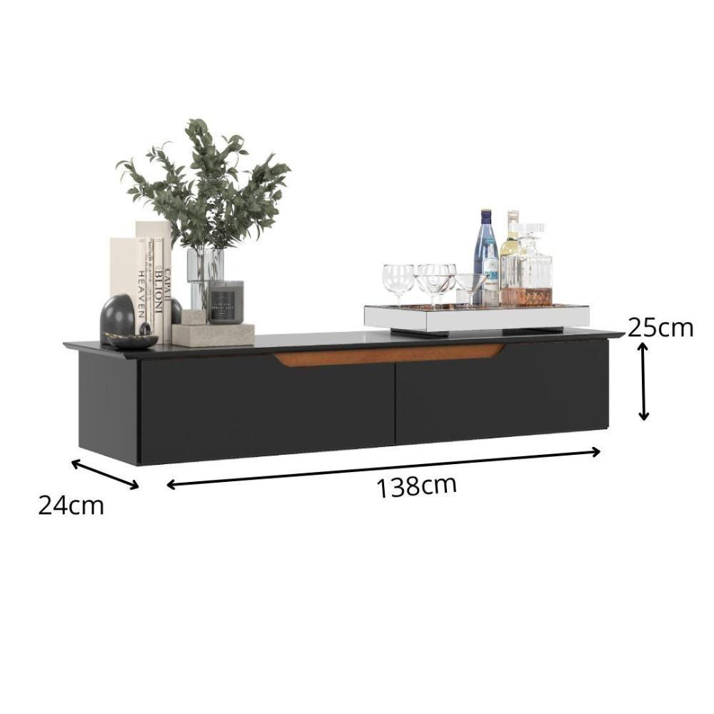 Aparador Rack Suspenso Eros Flow - 2 Portas Com Acabamento Chanfrado Em Mdp - Ej Móveis - 4