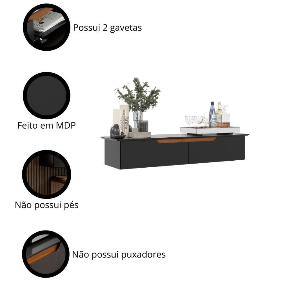 Aparador Rack Suspenso Eros Flow - 2 Portas Com Acabamento Chanfrado Em Mdp - Ej Móveis - 7