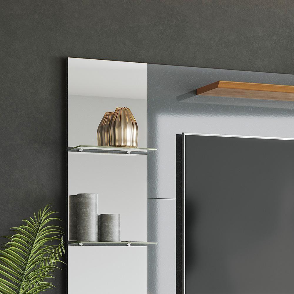 Painel Para Tv Até 55 Polegadas Com Espelho Cinza Perolizado - Tauari - Lukaliam Móveis - 4