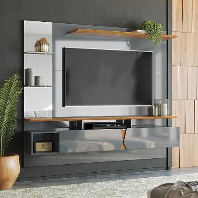 Painel Para Tv Até 55 Polegadas Com Espelho Cinza Perolizado - Tauari - Lukaliam Móveis