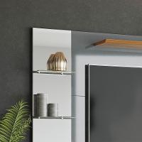 Painel Para Tv Até 55 Polegadas Com Espelho Cinza Perolizado - Tauari - Lukaliam Móveis