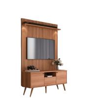 Rack River Com Painel Led - Efeito Ripado Para Tv Até 70'' 2 Portas E 1 Gaveta - Lukaliam Móveis Jequitiba Ripado Jequitiba Ripado - 1