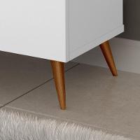 Aparador Buffet Encanto 3 Portas Retrô Com Pés De Madeira Branco - 4