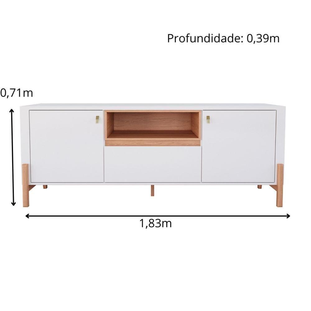 Rack Para Tv Até 70 Polegadas 1 Gaveta E 2 Portas Gliss 1,83m Lukaliam Móveis Off White Perolizado-jequitiba Off White Perolizado-jequitiba - 6
