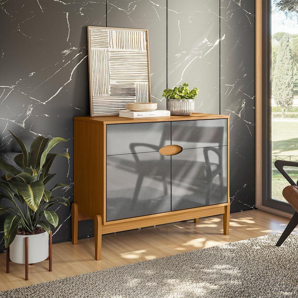 Aparador Buffet Intense 2 Portas C- Pés Em Madeira Freijó-cinza Perolizado - 2