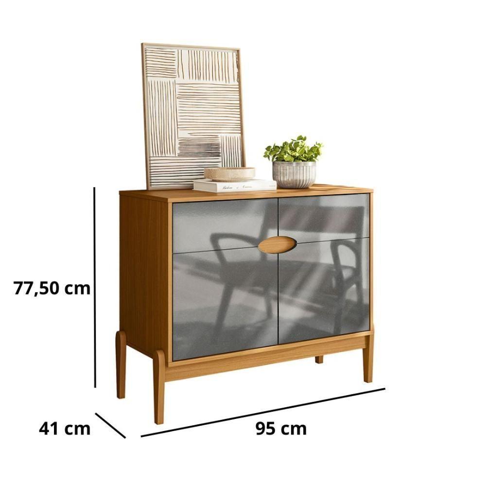 Aparador Buffet Intense 2 Portas C- Pés Em Madeira Freijó-cinza Perolizado - 4