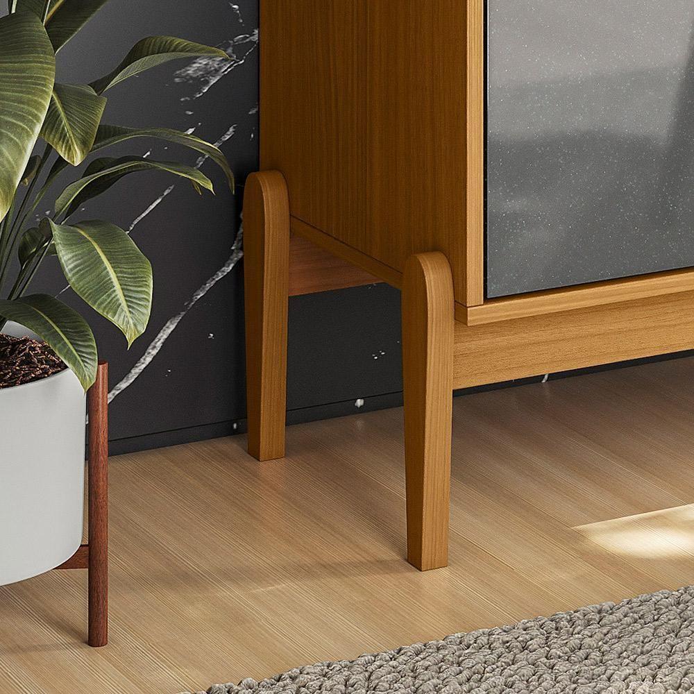 Aparador Buffet Intense 2 Portas C- Pés Em Madeira Freijó-cinza Perolizado - 6