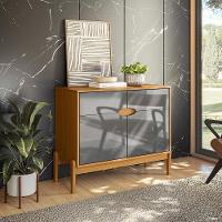 Aparador Buffet Intense 2 Portas C- Pés Em Madeira Freijó-cinza Perolizado - 2