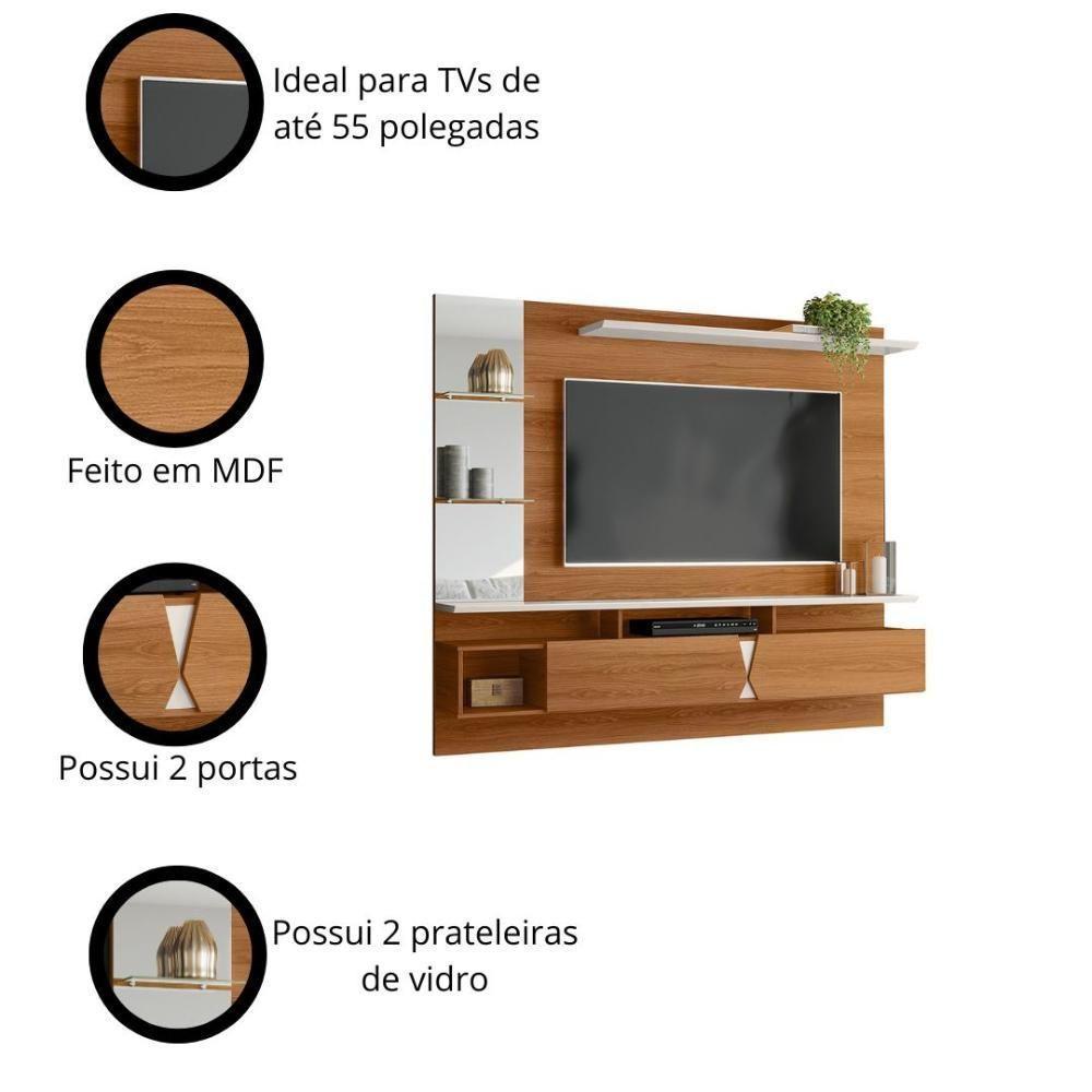 Painel Para Tv Até 55 Polegadas 1,83m Intense Jequitibá Lukaliam Móveis - 4