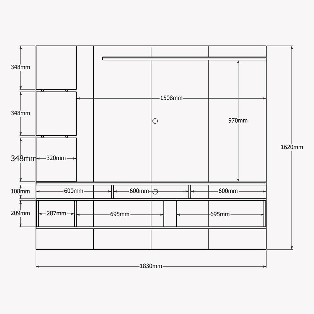 Painel Para Tv Até 55 Polegadas 1,83m Intense Jequitibá Lukaliam Móveis - 5