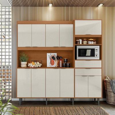 Armário De Cozinha Bahamas 2.0 Compacta - 11 Portas 2 Gavetas Jequitiba-areia - Lukaliam Móveis Jequitiba-areia