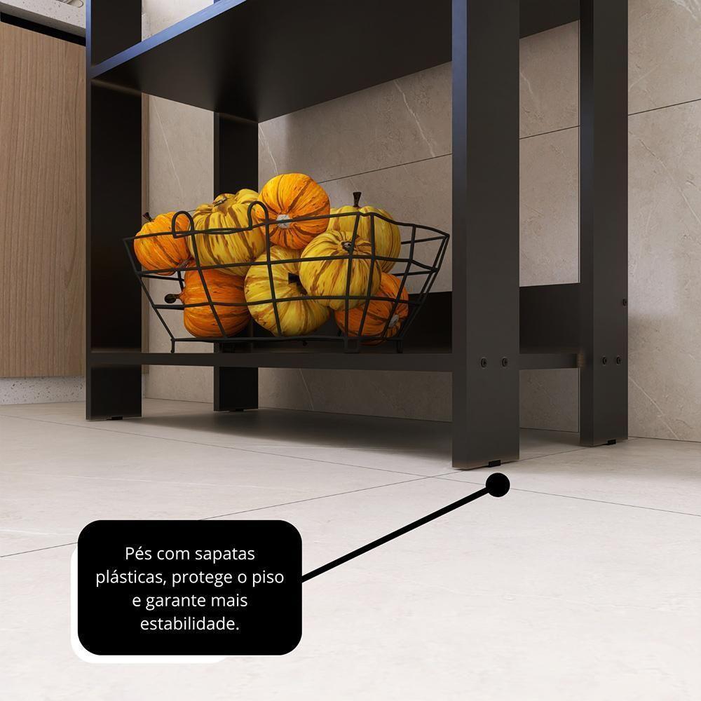 Armario Multiuso Organizador Para Cozinha Com Prateleiras Preto Preto - 6