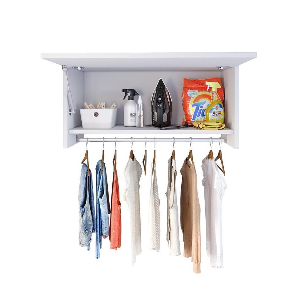 Armário Suspenso Delta - 1 Porta Com Cabideiro Em Mdp Branco - J3 Móveis Branco - 2