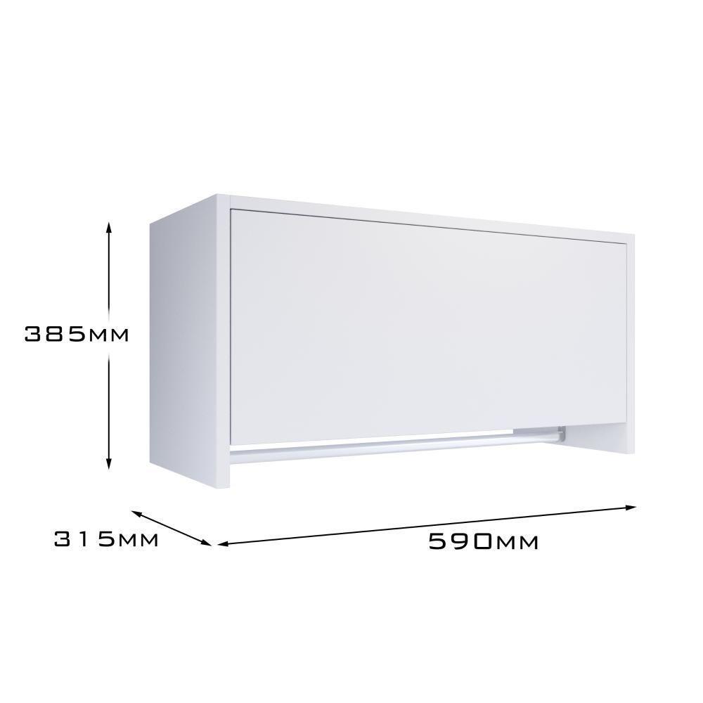 Armário Suspenso Delta - 1 Porta Com Cabideiro Em Mdp Branco - J3 Móveis Branco - 3