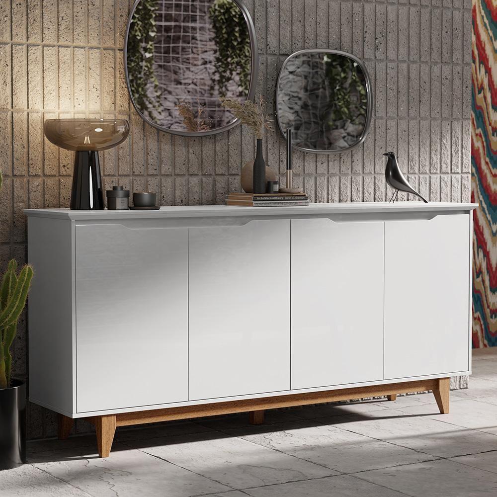 Aparador Buffet 4 Quatro Portas Mdf Moderno Prático Flow - 1