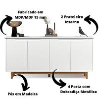 Aparador Buffet 4 Quatro Portas Mdf Moderno Prático Flow - 3