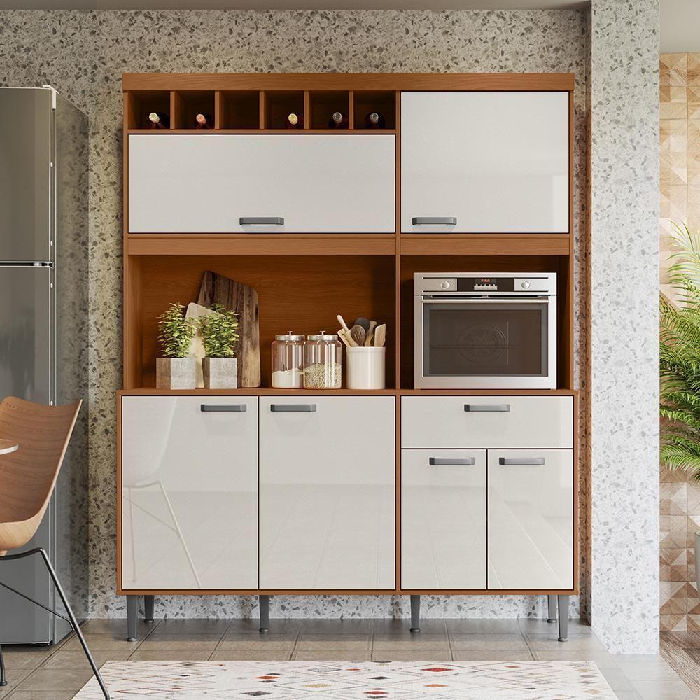Armário De Cozinha Compacta Dakota 5 Portas E 1 Gaveta Lukaliam Móveis Jequitiba-areia Jequitiba-areia - 1