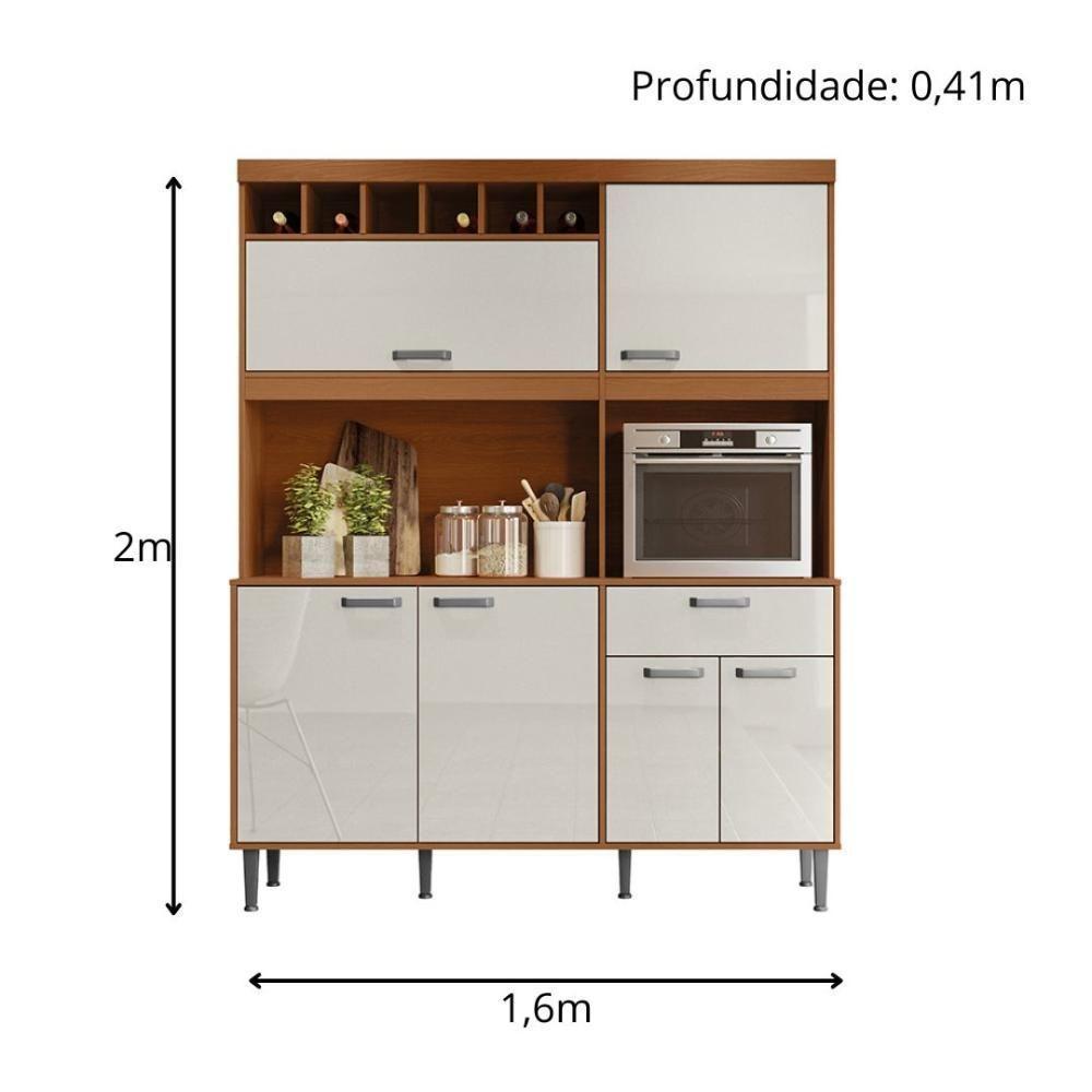 Armário De Cozinha Compacta Dakota 5 Portas E 1 Gaveta Lukaliam Móveis Jequitiba-areia Jequitiba-areia - 4