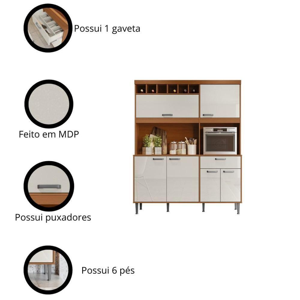 Armário De Cozinha Compacta Dakota 5 Portas E 1 Gaveta Lukaliam Móveis Jequitiba-areia Jequitiba-areia - 5