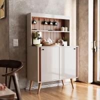 Aparador Buffet Cantinho Do Café Dolce Com Efeito Ripado Movelove - Off White Perolizado-freijó Ripado - 1