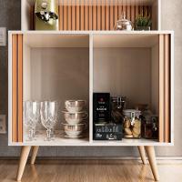 Aparador Buffet Cantinho Do Café Dolce Com Efeito Ripado Movelove - Off White Perolizado-freijó Ripado - 2