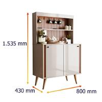 Aparador Buffet Cantinho Do Café Dolce Com Efeito Ripado Movelove - Off White Perolizado-freijó Ripado