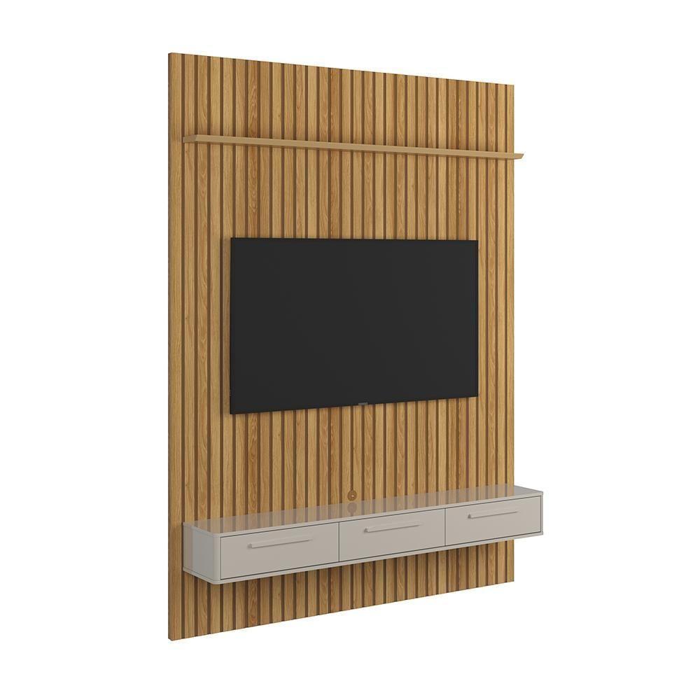 Painel Oslo Frisado - Mdf 1 Porta E 1 Gaveta Freijó-off White - Lukaliam Móveis - 2