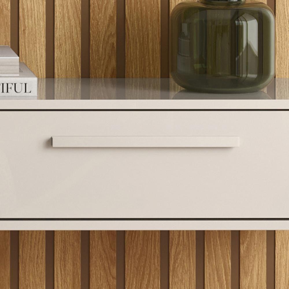 Painel Oslo Frisado - Mdf 1 Porta E 1 Gaveta Freijó-off White - Lukaliam Móveis - 4
