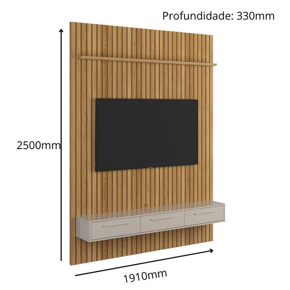Painel Oslo Frisado - Mdf 1 Porta E 1 Gaveta Freijó-off White - Lukaliam Móveis - 6
