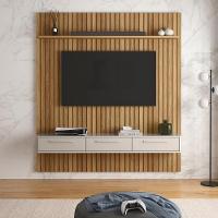 Painel Oslo Frisado - Mdf 1 Porta E 1 Gaveta Freijó-off White - Lukaliam Móveis - 1