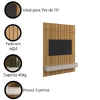 Painel Oslo Frisado - Mdf 1 Porta E 1 Gaveta Freijó-off White - Lukaliam Móveis - 5