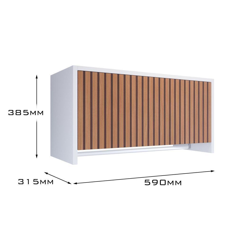 Armário Suspenso Delta - 1 Porta Com Cabideiro Em Mdp Branco - J3 Móveis Branco-ripado - 2