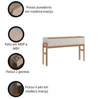 Aparador Para Sala Elegance 2 Gavetas E Pés Madeira Maciça Off White New-jequitiba Off White New-jequitiba - 3