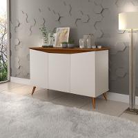 Aparador Buffet Encanto 3 Portas Retro Com Pés De Madeira Off White - Freijó - 1