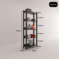 Armario Multiuso Com 5 Prateleiras Organizador Lavanderia Preto Preto - 2