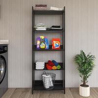 Armario Multiuso Com 5 Prateleiras Organizador Lavanderia Preto Preto - 3