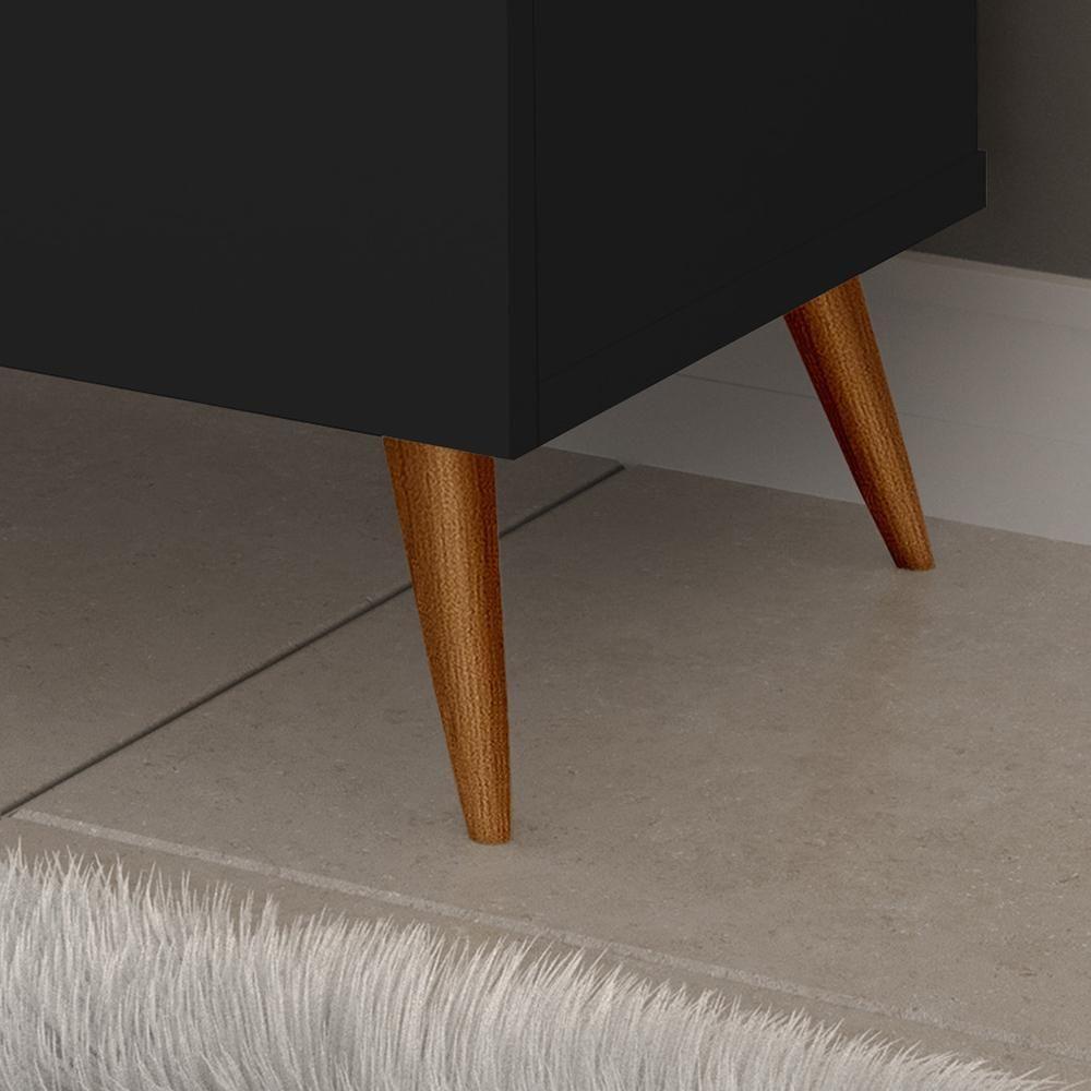 Aparador Buffet Encanto 3 Portas Retrô Com Pés De Madeira Preto - Freijó - 4