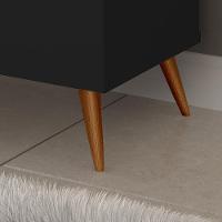 Aparador Buffet Encanto 3 Portas Retrô Com Pés De Madeira Preto - Freijó - 4