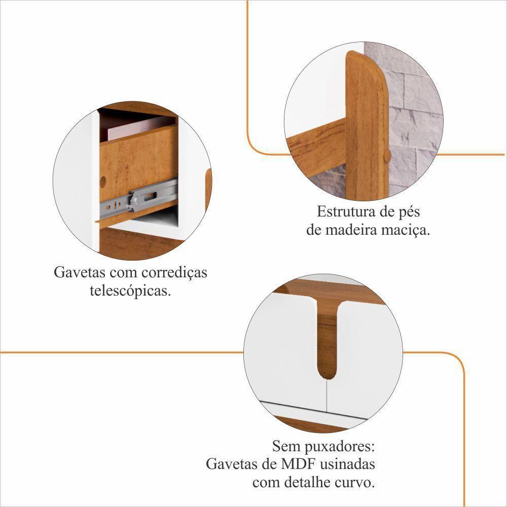 Aparador Lizz - 2 Gavetas Em Mdf-mdp Branco-cedro - Casa D - 4