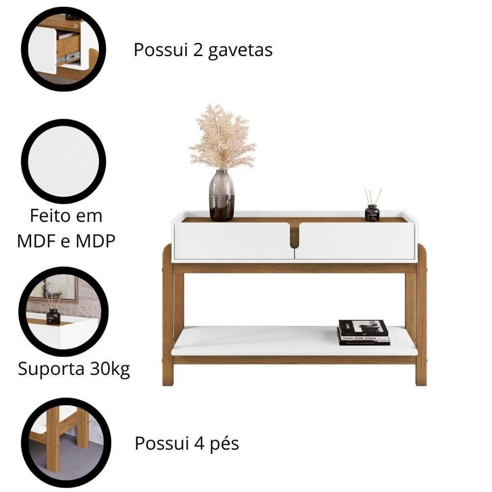Aparador Lizz - 2 Gavetas Em Mdf-mdp Branco-cedro - Casa D - 5